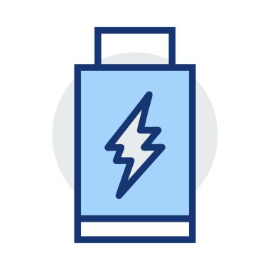 USB pil ile beyaz arka plan üzerinde izole mavi ve gri renklerde birden parlamak