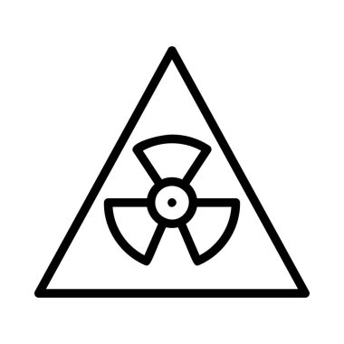 Beyaz arka plan üzerinde izole siyah anahat radyoaktif işareti