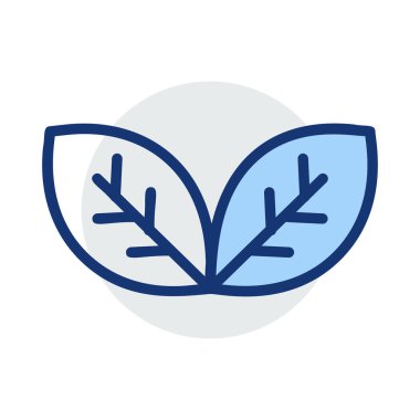 Beyaz arka plan üzerinde izole gri ve mavi renklerde yaprakları