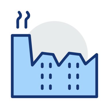 Beyaz arka plan üzerinde izole mavi ve gri renklerde yasaktır baca ile fabrika