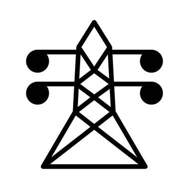 Beyaz arka plan üzerinde izole glif güç hattı