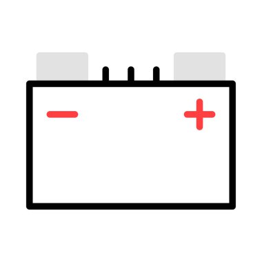 Beyaz arka plan üzerinde izole gri, kırmızı ve siyah renklerde geniş akümülatör