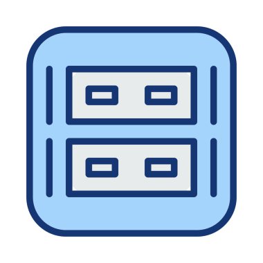 Beyaz arka plan üzerinde izole mavi ve gri renklerde iki bölümlü soket