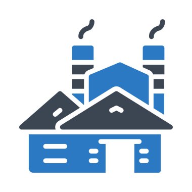 Beyaz arka plan üzerinde izole mavi ve gri renklerde sigara fabrikası 