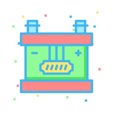 Renkli noktalar ile beyaz arka plan üzerinde geniş batarya 