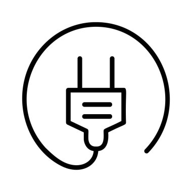 Beyaz arka plan üzerinde izole kablosu ile siyah anahat tak