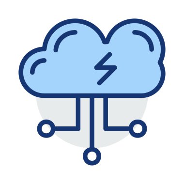 Bağlantıları ile bulut ve beyaz arka plan üzerinde izole mavi ve gri renklerde flash