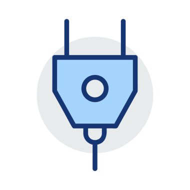 Beyaz arka plan üzerinde izole mavi ve gri renklerde tuşu ile fiş