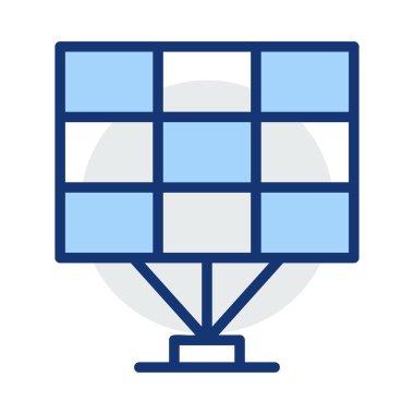 Beyaz arka plan üzerinde izole gri ve mavi renklerde geniş güneş pili