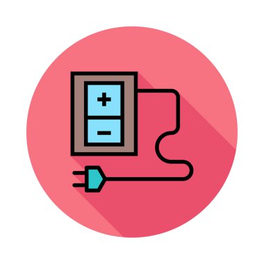 Beyaz zemin üzerinde bir dairede fişli soket