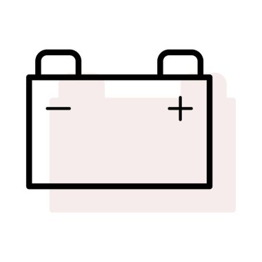 Geniş batarya ile artı ve eksi bej gölge beyaz zemin üzerine izole sembolleri