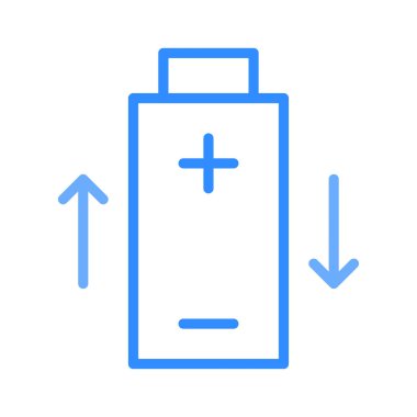 Beyaz arka plan üzerinde izole okları ile anahat mavi batarya