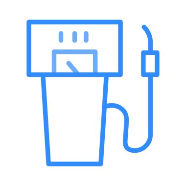 Beyaz arka plan üzerinde izole anahat mavi benzin pompası