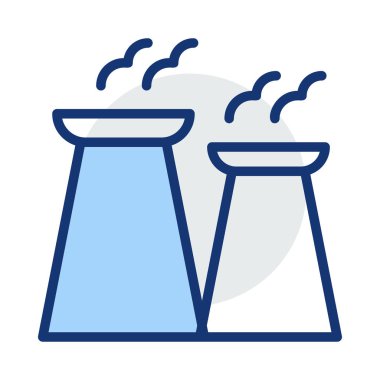 Beyaz arka plan üzerinde izole mavi ve gri renklerde sigara bacaları