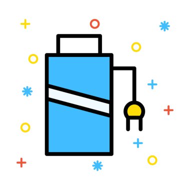 mavi Usb flash plug-renkli semboller ile beyaz arka plan ile