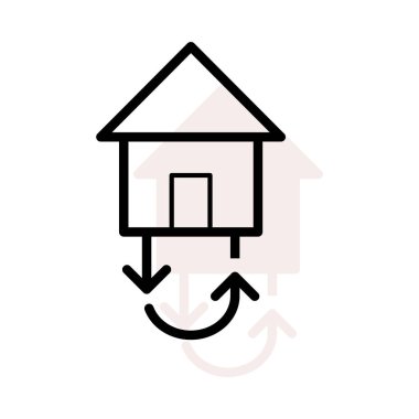 Bej gölge beyaz zemin üzerine izole Eko ev