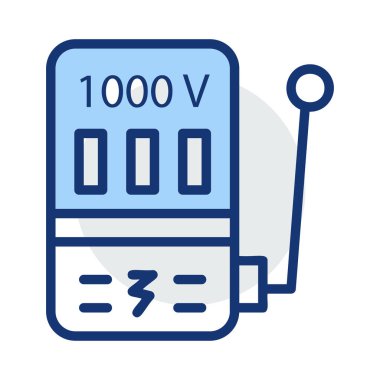 Beyaz arka plan üzerinde izole mavi ve gri renklerde semboller ile Converter