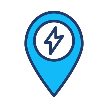 İzole üzerinde beyaz arka plan mavi konumu harita işareti ile flash