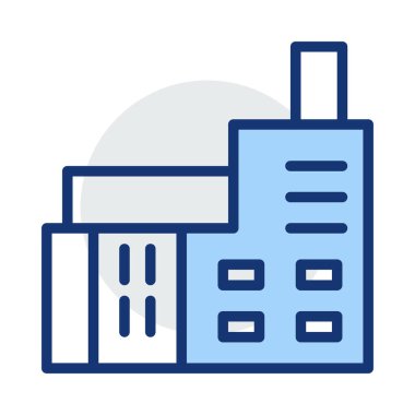 Beyaz arka plan üzerinde izole mavi ve gri renklerde fabrika