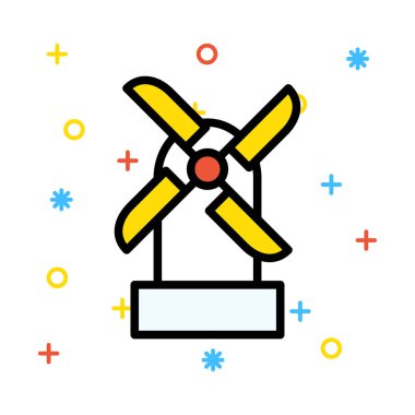 Renkli semboller ile beyaz arka plan üzerinde yel değirmeni