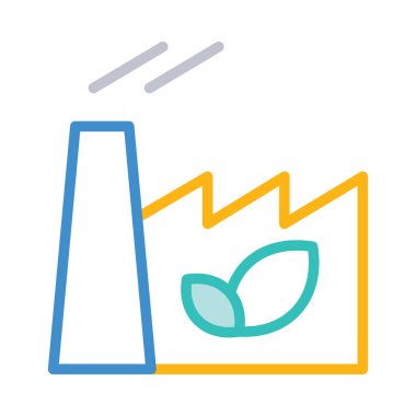 Beyaz arka plan üzerinde izole basit Eko fabrika