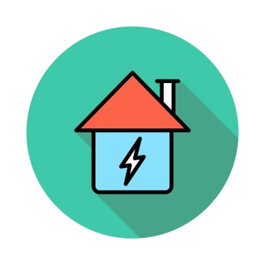 Beyaz arka planda daireye flaş ile renkli ev