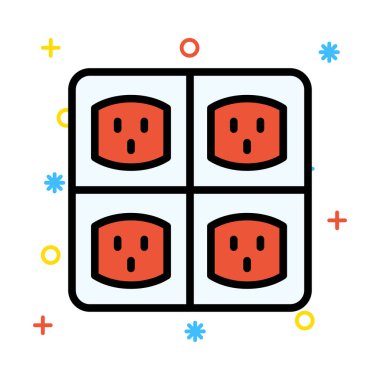 Renkli semboller beyaz zemin üzerine kırmızı dört yuva