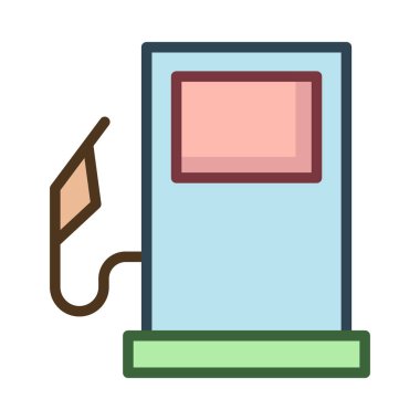 Beyaz arka plan üzerinde izole mavi ve pembe benzin istasyonu