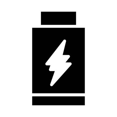 siyah glif batarya birden parlamak izole üzerinde beyaz arka plan ile 