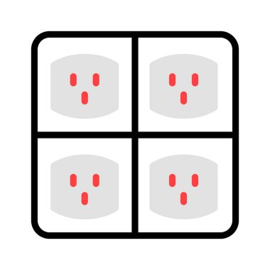 Beyaz arka plan üzerinde izole kırmızı, gri ve siyah renklerde Quadro soket