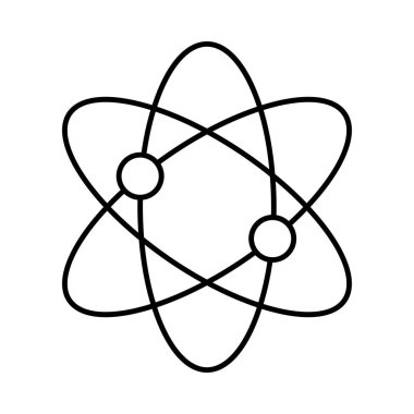 İnce çizgi atom sembolü beyaz arka plan üzerinde izole