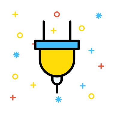 Sarı ve mavi renkli semboller ile beyaz arka plan üzerinde fiş