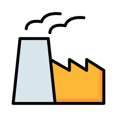 Beyaz arka plan üzerinde izole gri ve sarı fabrika