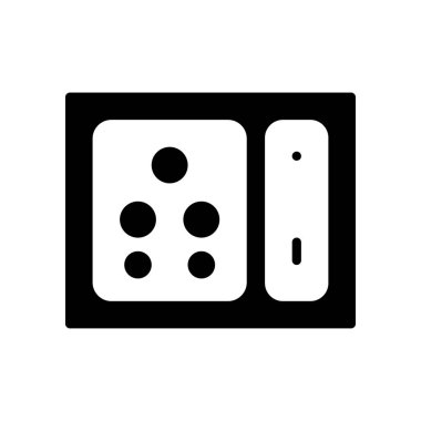 iki bölümlü izole beyaz arka plan üzerinde siyah glif soket 