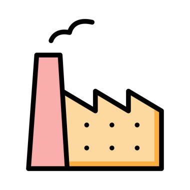 Beyaz arka plan üzerinde izole pembe ve sarı fabrika