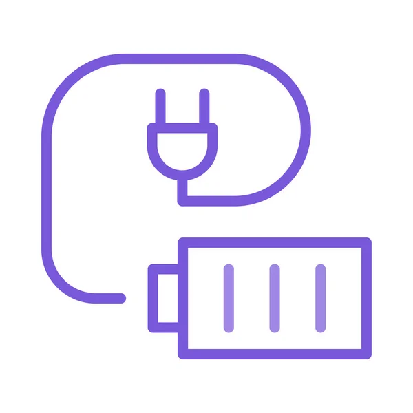 Outline Batteria Viola Con Spina Isolata Sfondo Bianco — Vettoriale Stock