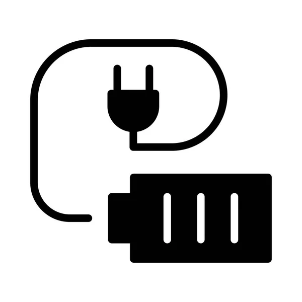 Glyph Batterij Met Cirkel Sluit Geïsoleerd Witte Achtergrond — Stockvector