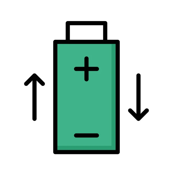 Gula Batteri Med Och Symboler Isolerad Vit Bakgrund — stockvektor av ...