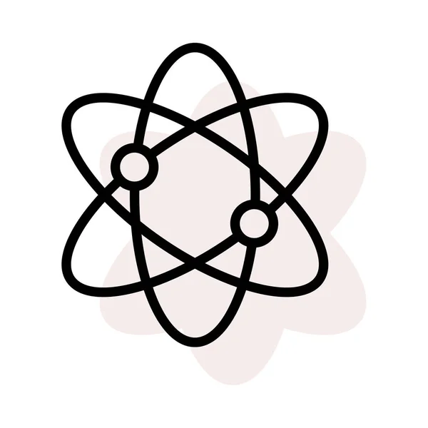 Atom Symbol Isolerad Vit Bakgrund Med Beige Skugga — Stock vektor