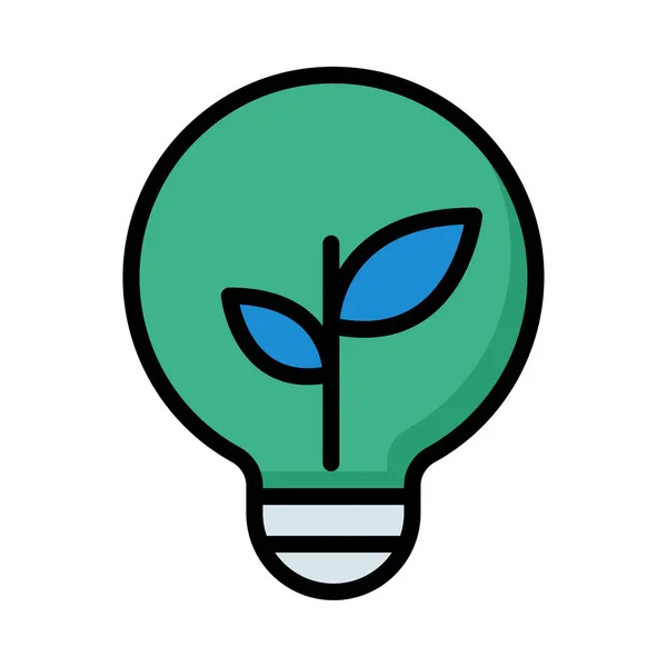 Ampoule Verte Aux Feuilles Bleues Isolées Sur Fond Blanc — Image vectorielle