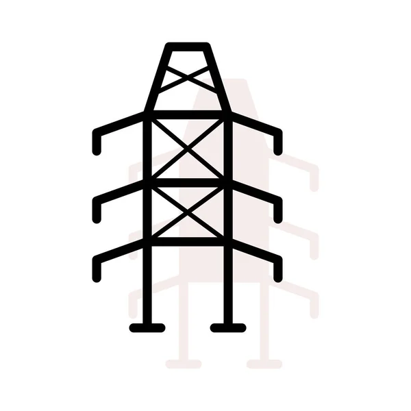 Latt Ligne Électrique Isolée Sur Fond Blanc Avec Ombre Beige — Image vectorielle