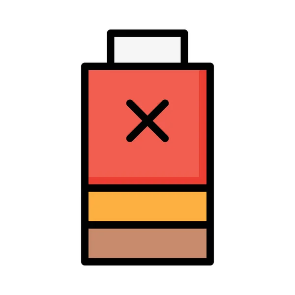 Batteria Rossa Marrone Gialla Con Simbolo Stop Isolato Sfondo Bianco — Vettoriale Stock