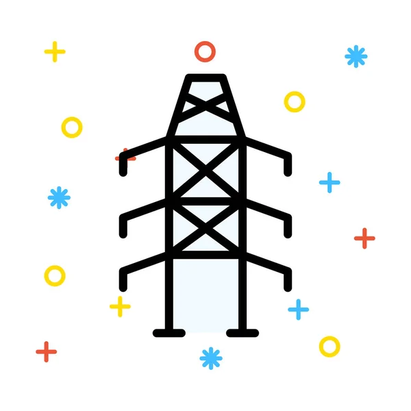 Kraftledning Vit Bakgrund Med Färgglada Symboler — Stock vektor