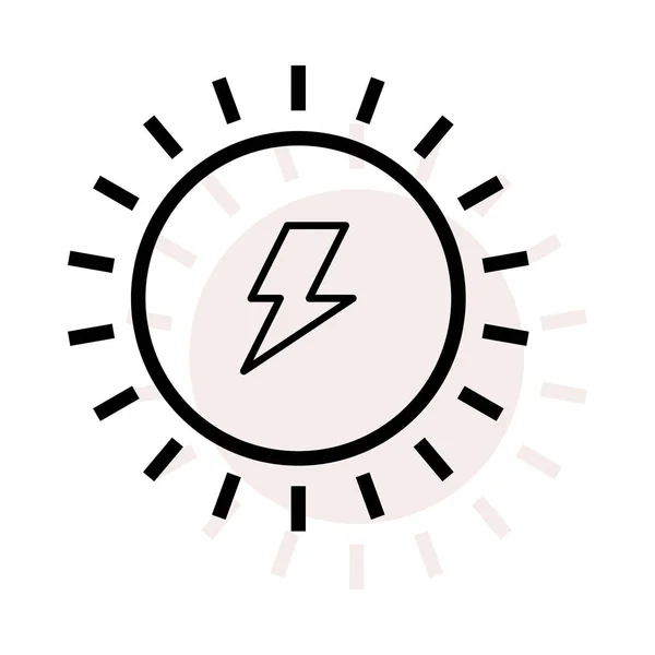 Sol Con Flash Aislado Sobre Fondo Blanco Con Sombra Beige — Vector de stock