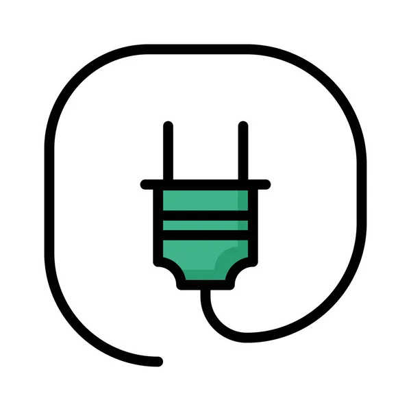 Plug Verde Con Línea Circular Aislada Sobre Fondo Blanco — Archivo Imágenes Vectoriales