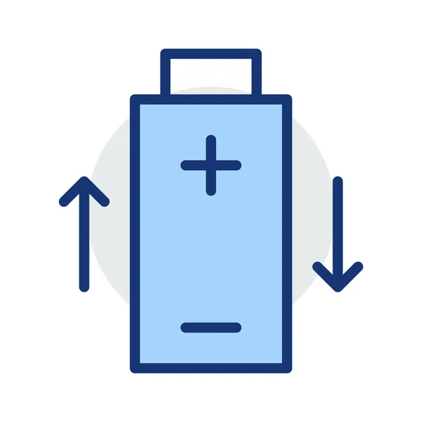 Baterie Šipkami Symboly Šedé Modré Barvy Izolované Bílém Pozadí — Stockový vektor