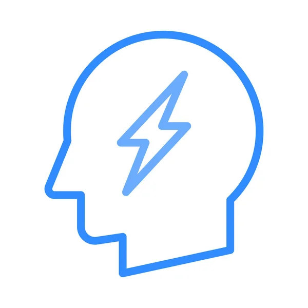 Décrivez Tête Humaine Bleue Avec Flash Isolé Sur Fond Blanc — Image vectorielle