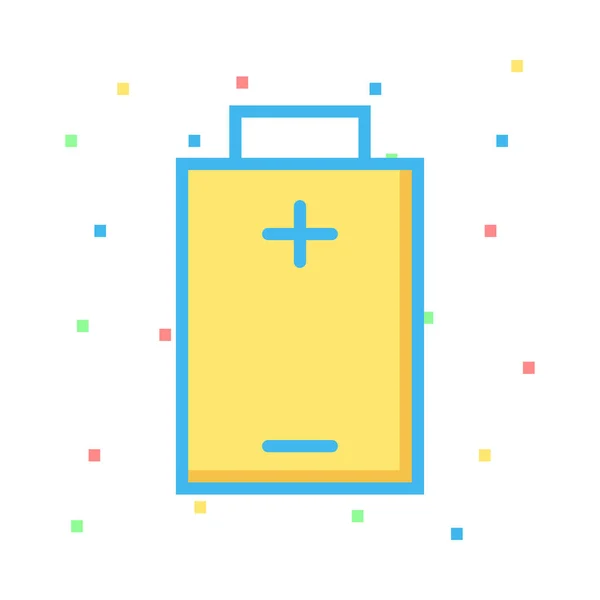 Batterie Jaune Sur Fond Blanc Pois Colorés — Image vectorielle