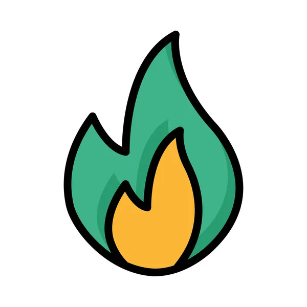 Grüne Und Gelbe Feuer Isoliert Auf Weißem Hintergrund — Stockvektor