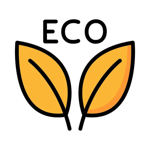 Eco Nápis Žluté Listy Izolované Bílém Pozadí — Stockový vektor